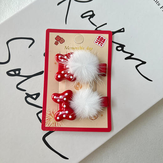 蝴蝶结毛球对夹对装发夹-纪念日百货门店同款167797091 商品图2