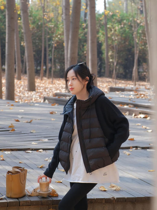 针织拼接90白鸭绒连帽运动风羽绒服 商品图7