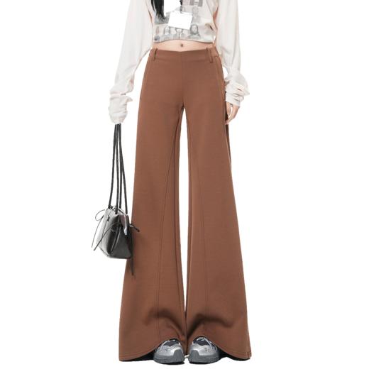 罗蒙秋冬款女士休闲裤卫裤运动高腰阔腿微喇卫裤通勤百搭弹力长裤 商品图6