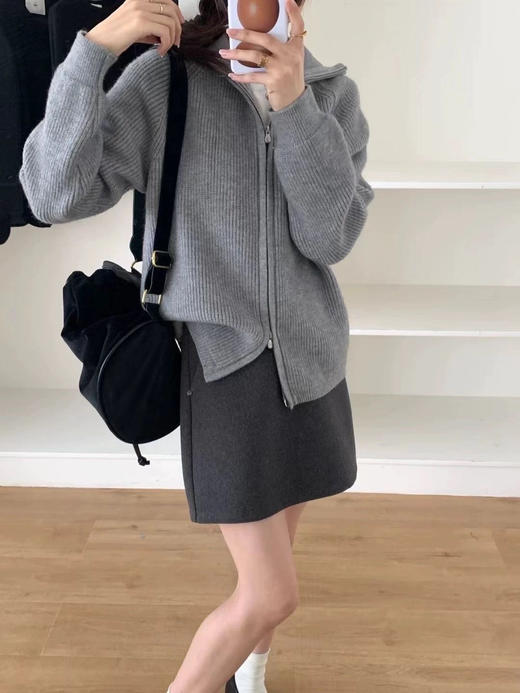 𝐞𝐠𝐠双拉链POLO针织羊毛羊驼混纺 商品图2