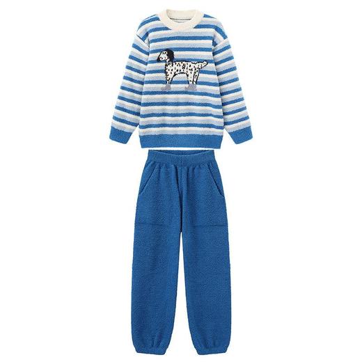 A类条纹半边绒亲子女童套头ins小红书同款冬季不起球大童女家居服 商品图4