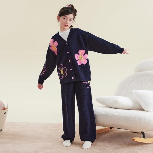 秋冬A类半边绒女童睡衣套装高品质中大童儿童家居服 商品图2
