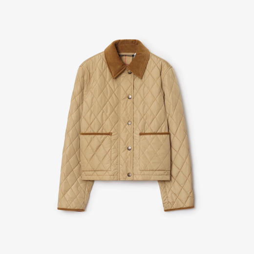BURBERRY 巴宝莉 女士短款绗缝尼龙夹克棉服 驼色 8107466 C1544 商品图0