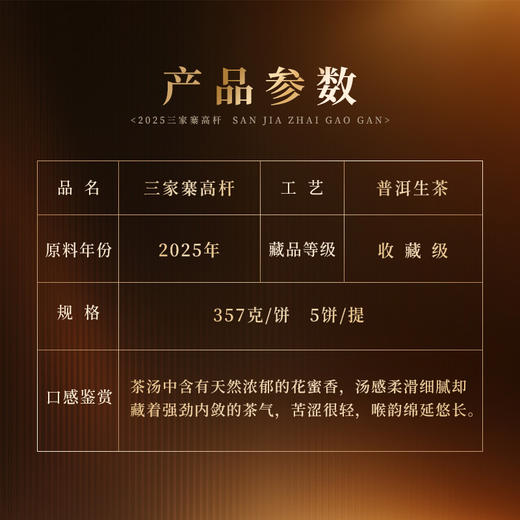 12月16日中午12点【三家寨高杆】挑选2025三家寨5棵古树高杆少量制作，茶汤感喉韵感染力极强，357克/片 商品图1
