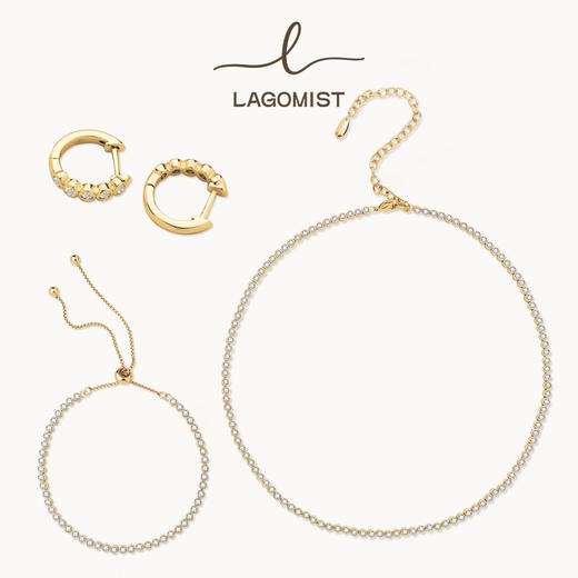【Lagomist】拿铁系列 | 金/银砂糖网球耳环项链手链套装高级感 商品图0