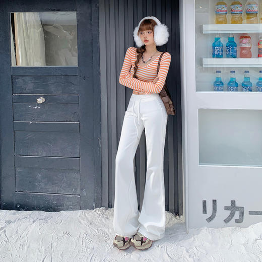 【加绒加厚】罗蒙秋冬款女士运动卫裤加绒显瘦保暖休闲长裤 商品图3