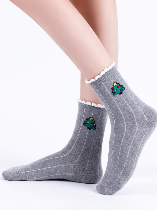 足装秀女款圣诞袜秋冬棉袜长筒袜羊毛袜圣诞礼物 商品图2