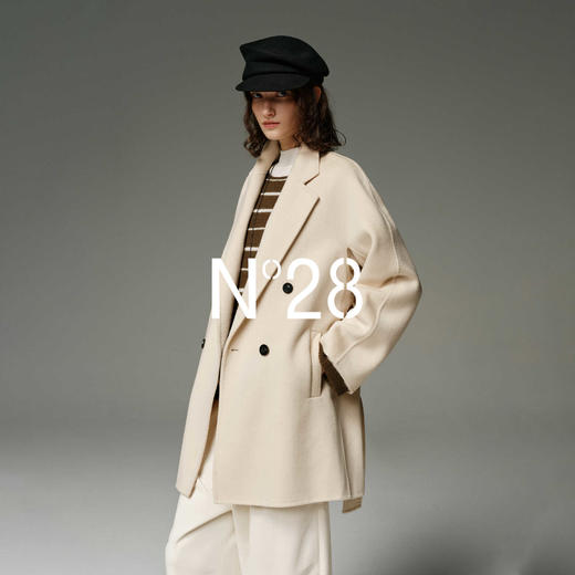 N°28【经典传承】山羊绒毛呢大衣女秋冬中长款高级绵羊毛呢外套8855A1D865  商品图3