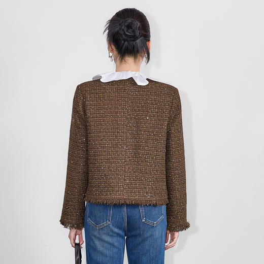 「高货wl」全新升级【铂金会员330/天猫449/差价119】(02151)洛诗琳气质小香风粗花呢外套2025秋冬新款加厚夹棉短袜套 商品图1