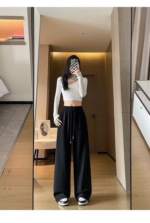 12.12【清仓】剪标款-OOOINKK简约～加绒加厚黑色抽绳休闲裤-喜出 商品图1