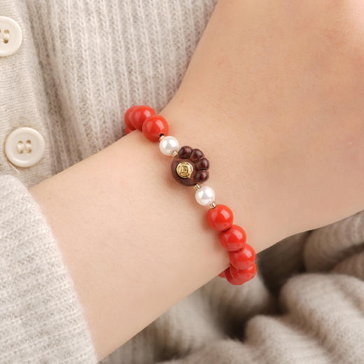 一念七宝 伸手来财 | 朱砂小叶紫檀猫爪手串 商品图0