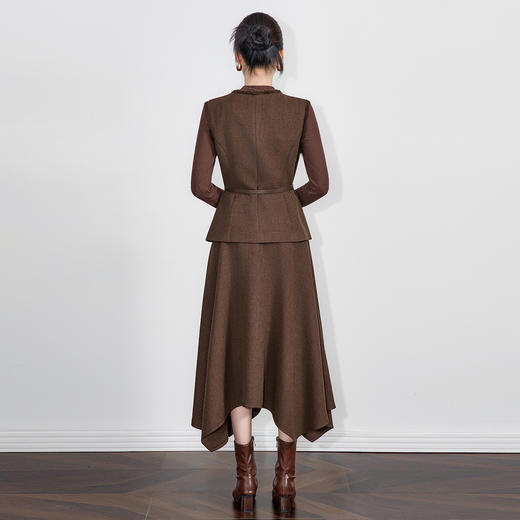 「高货wl」全新升级【铂金会员422/天猫569/差价147】(99103)洛诗琳2025秋冬气质优雅南收腰V领马甲高腰半身裙两件套 商品图2