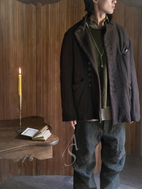 John Alexander Skelton 25AW 深棕色羊毛立领作家夹克