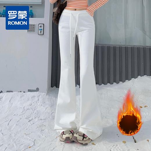 【加绒加厚】罗蒙秋冬款女士运动卫裤加绒显瘦保暖休闲长裤 商品图0