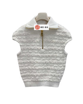 女款半拉链短袖针织上衣ba