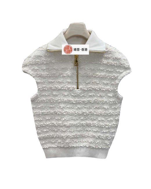 女款半拉链短袖针织上衣ba 商品图0