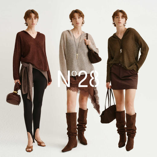 N°28 设计感镂空绵羊毛针织衫女秋季2025新款高级感气质外搭上衣895382M044 商品图1