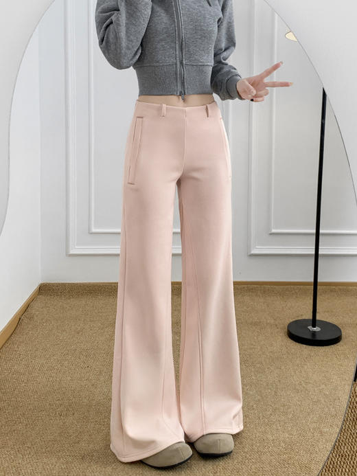 【柔软舒适面料❗️显瘦保暖不臃肿】美式微喇运动裤女秋冬美拉德加绒阔腿喇叭卫裤垂感休闲拖地长裤子。jb 商品图4