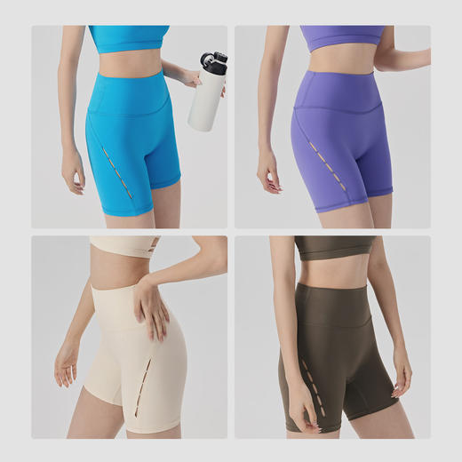 【限时秒】YOGACODE【火树银花系列】运动短裤女侧边镂空透气7A抗菌健身短裤DWS116027 商品图3
