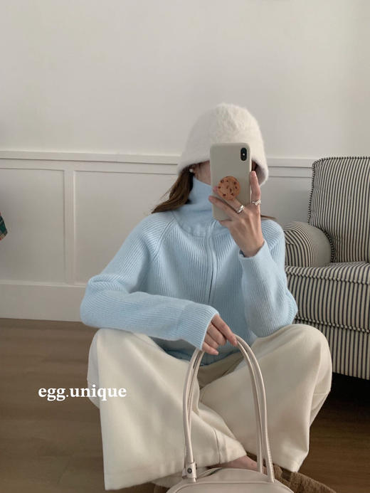 𝐞𝐠𝐠双拉链POLO针织羊毛羊驼混纺 商品图11