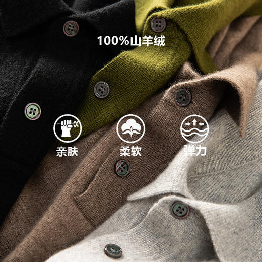 意单客供~100%纯山羊绒衫男翻领加厚套头保暖长袖毛衣CYR25111 商品图1