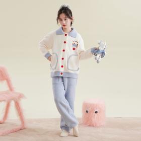 儿童睡衣冬加厚女童2025新款中大童女孩秋冬保暖珊瑚绒家居服套装
