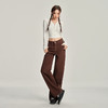 【加绒加厚】罗蒙秋冬款咖色加绒女士阔腿牛仔裤美拉德风百搭长裤 商品缩略图4