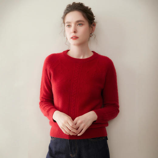「高货rig」全新升级【铂金会员413/天猫559/差价146】(04659)洛诗琳气质圆领加厚羊绒衫2025秋冬宽松显瘦加厚麻花毛衣04659 商品图0