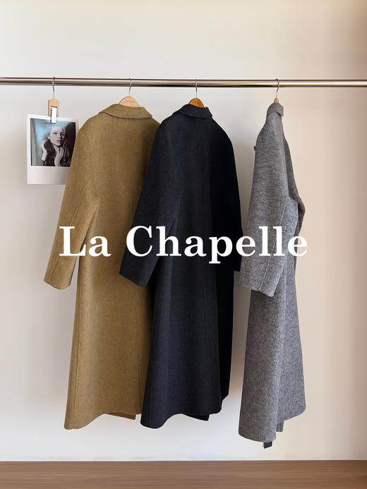 会员福利【高质感毛呢】拉夏贝尔/La Chapelle翻领两扣双面呢大衣斜挎包女含绵羊毛高级感毛呢外套冬季 商品图2