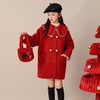 新款毛毛外套大童拜年服冬装加绒加厚呢大衣儿童女童2025红色冬季 商品缩略图2