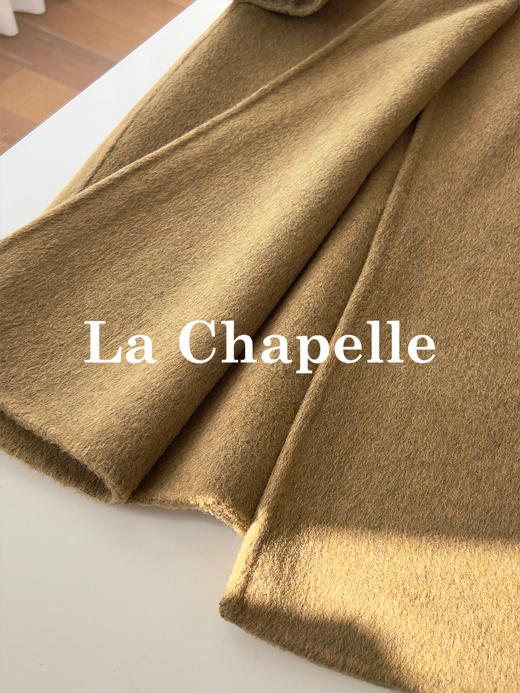 会员福利【高质感毛呢】拉夏贝尔/La Chapelle翻领两扣双面呢大衣斜挎包女含绵羊毛高级感毛呢外套冬季 商品图7