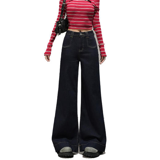 【加绒加厚】罗蒙女士秋冬款高腰阔腿裤子时尚百搭显瘦长裤子 商品图7