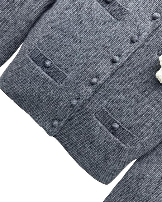 女款立体花朵羊毛针织毛衣外套hu 商品图2