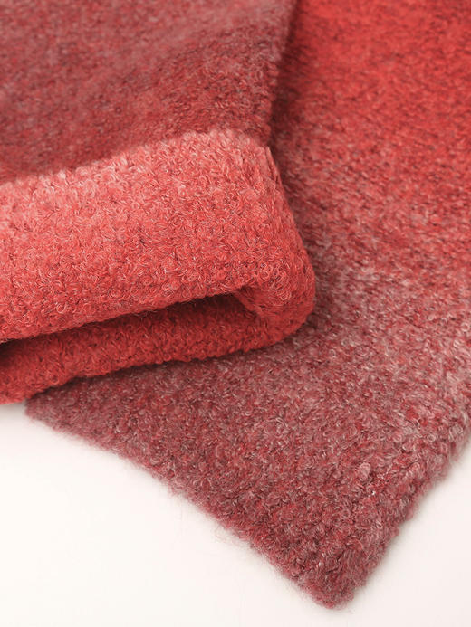 2025 秋冬酒红渐变全拉链针织开衫女 毛绒感短款圆领外套 复古氛围感休闲通勤修身显瘦上衣 商品图4