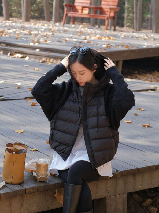 针织拼接90白鸭绒连帽运动风羽绒服 商品图6