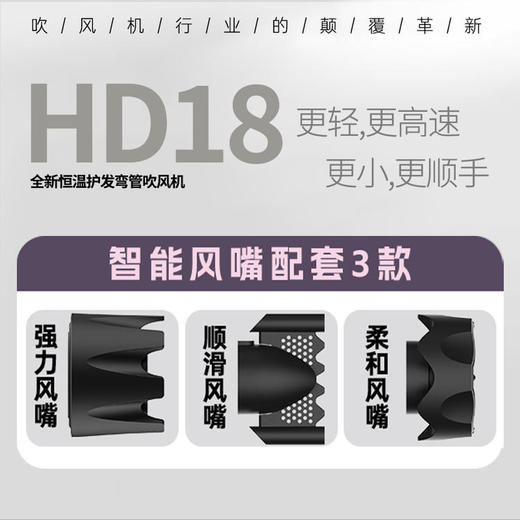 【护发静音速干  吹风机】性能对标千元机 名牌同款笙观高速吹风机 花小钱办大事 六个风嘴 满足不同发型，质保一年，极兔快递 商品图8