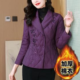 KQL B43N1661西装领刺绣双排扣羽绒棉服保暖加厚棉衣