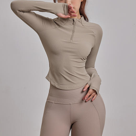 【限时秒】YOGACODE【火树银花系列】秋冬长袖瑜伽服女立领半拉链紧身显瘦运动长袖DSL639 商品图4