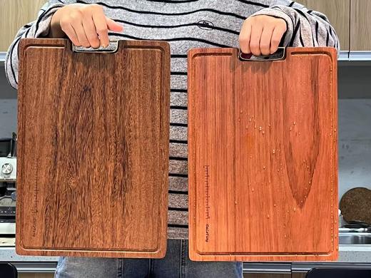 72小时发货【抗菌整木砧板】南美进口铁梨木+抗菌鸡翅木，硬度高、耐腐蚀，原木完整切割，不拼接无胶水！纯实木！防霉抗菌！无漆无蜡无甲醛，菜板加厚2.4厘米，耐高温，实拍 商品图3