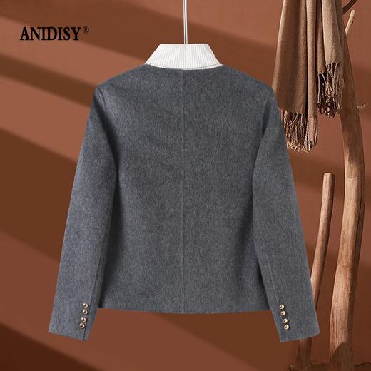 小香风圆领长袖单排扣羊毛呢短款外套 商品图1