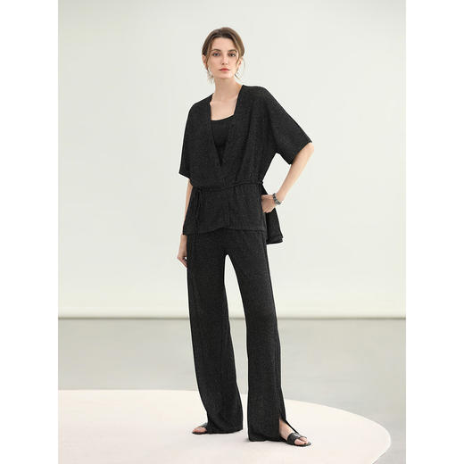 COCOBELLA设计感垂顺银葱针织衫女自带Bra背心直筒裤MZ3198-3 商品图1