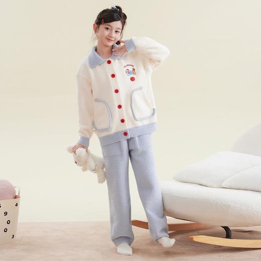 儿童睡衣冬加厚女童2025新款中大童女孩秋冬保暖珊瑚绒家居服套装 商品图2