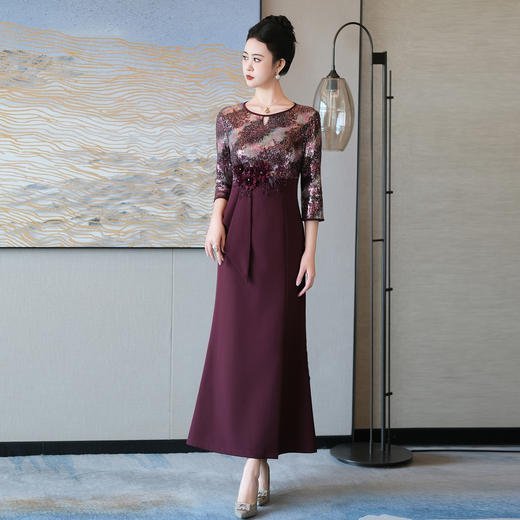 5IF5351-1喜婆婆婚宴装2025秋新款高贵喜妈妈婚宴装气质优雅日常可穿连衣裙 商品图1