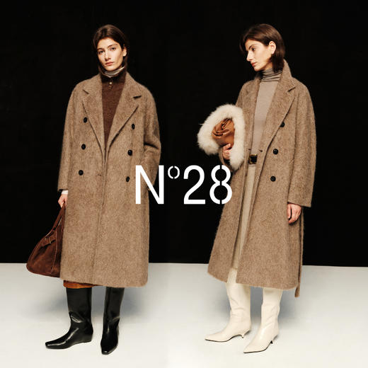 N°28【N+轻奢】100牦牛绒毛呢大衣女秋冬双排扣长款过膝呢子外套8855A1D872 商品图4