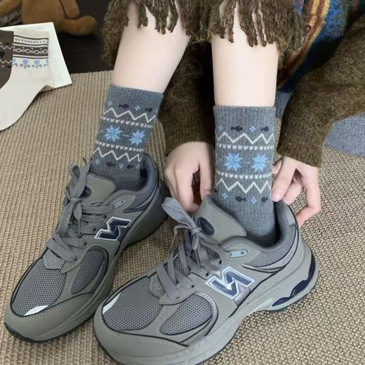 特价秒杀！19.9六双【弹性大不勒腿❗️充满慵懒松弛感】秋冬新款复古费尔岛袜子女士中筒袜ins民族风百搭潮流长筒棉袜女。jb 商品图2