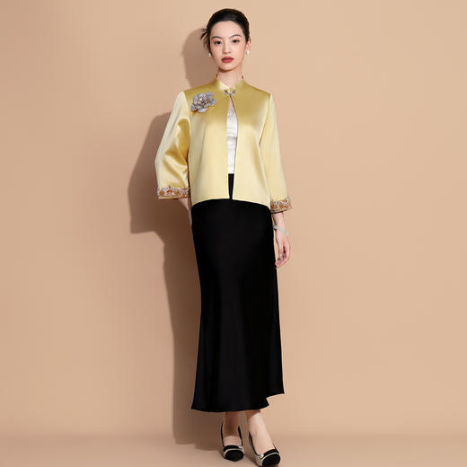 A 60736新中式国风醋酸外套女秋冬新款高级感短款上衣 商品图2