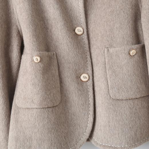 撞色翻领长袖单排扣双面羊毛短款外套 商品图4