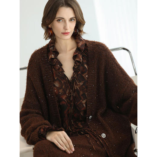 COCOBELLA[美拉德穿搭]细闪亮片上衣加厚针织衫开衫外套MZ189-2 商品图3