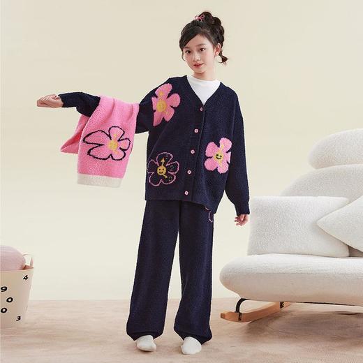 秋冬A类半边绒女童睡衣套装高品质中大童儿童家居服 商品图1