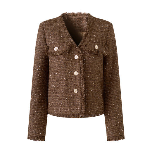 「高货wl」全新升级【铂金会员330/天猫449/差价119】(02151)洛诗琳气质小香风粗花呢外套2025秋冬新款加厚夹棉短袜套 商品图2